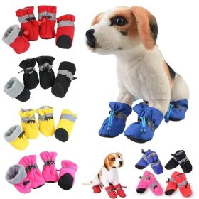 Anti-slip Pet Dog shoes Waterproof boots shoes puppy cat socks boots dog shoes (Color: Blue, size: 4)