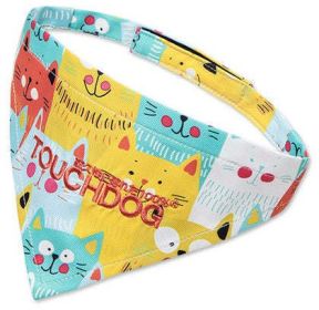 Touchdog 'Head-Popper' Fashion Designer Printed Velcro Dog Bandana (Color: Yellow / Blue)