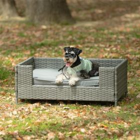 Dog Bed, Pet Bed, Pet Enclosures, Pet Outdoor Furniture, Pet Patio Furniture, Seasonal PE Wicker Pet Furniture, Dog Bed With Cushion (Color: as picture)