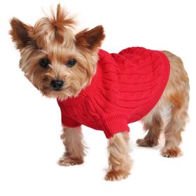 Dog Cable Knit 100% Cotton Sweater (Color: Fiery Red, size: X-Large)