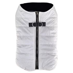 Zip-up Dog Puffer Vest (Color: White, size: large)