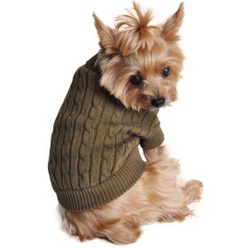 Dog Cable Knit 100% Cotton Sweater (Color: Herb Green, size: X-Small)